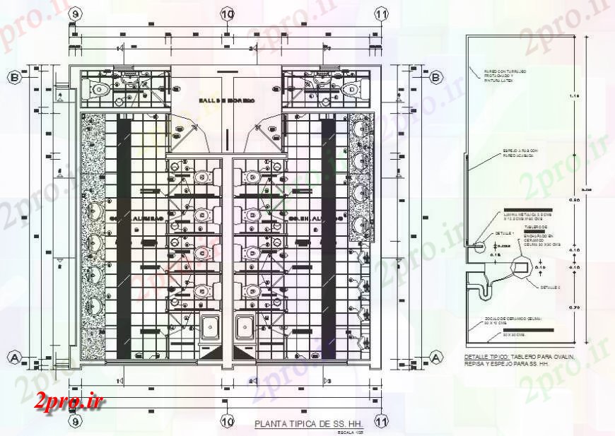 دانلود نقشه حمام مستر امکانات بهداشتی طرحی و جزئیات نصب و راه اندازی برای مرکز خرید (کد117309)