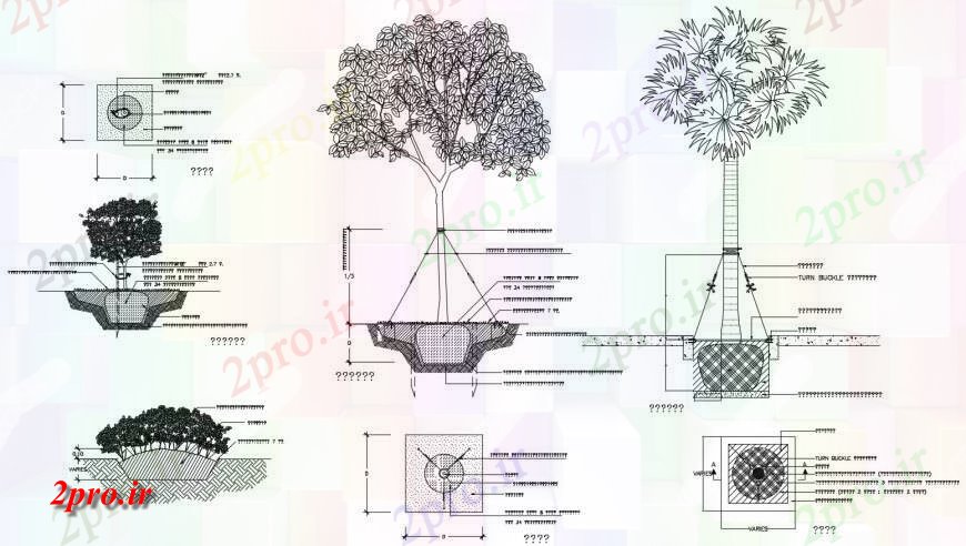 دانلود نقشه اتوماسیون باغ  باغ  درخت های قفسه بندی و ساختار محوطه سازی  (کد117362)