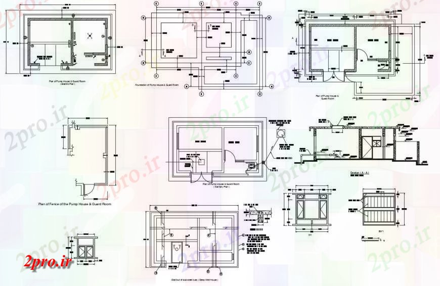 دانلود نقشه مسکونی ، ویلایی ، آپارتمان پمپ بخش خانه، طراحی و خودکار 2 در 4 متر (کد117368)