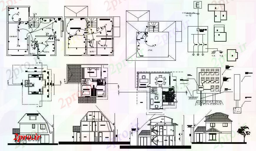 دانلود نقشه مسکونی  ، ویلایی ، آپارتمان   ساختمان آپارتمان   نما و بخش  (کد117377)