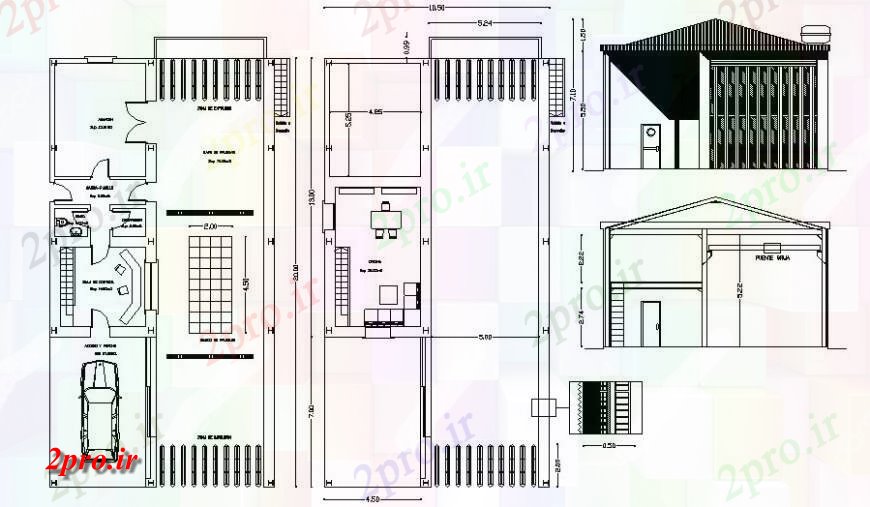 دانلود نقشه ساختمان اداری - تجاری - صنعتی طرحی ساختمان اداری و نما 11 در 20 متر (کد117410)