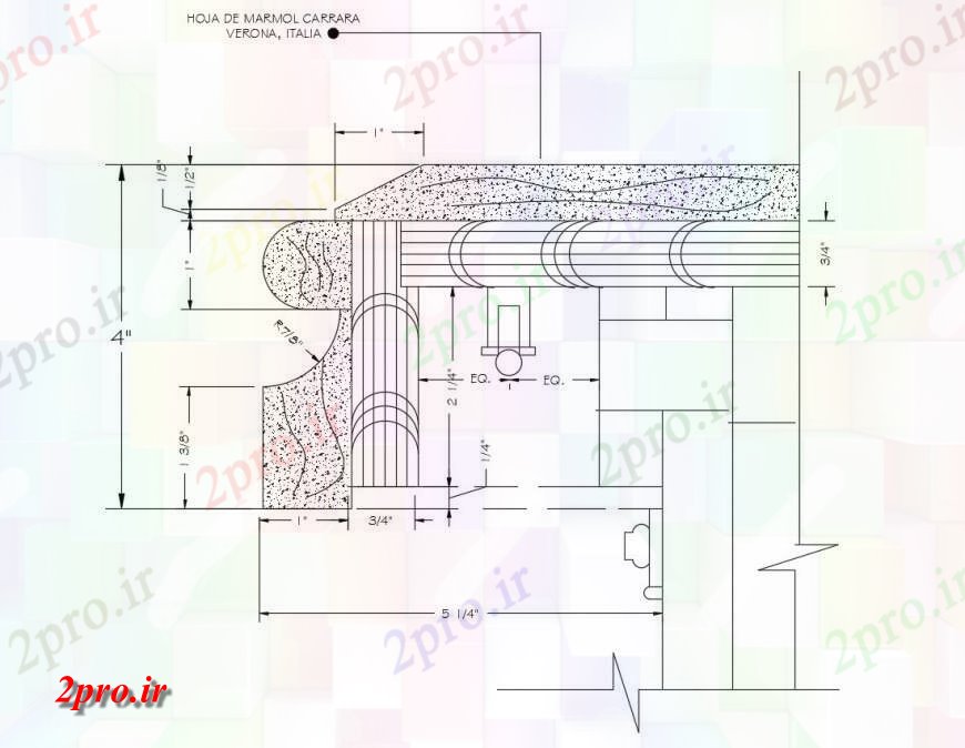 دانلود نقشه طراحی جزئیات ساختار سنگ مرمر پوشش سقف  ساختار سازنده طراحی جزئیات (کد117433)