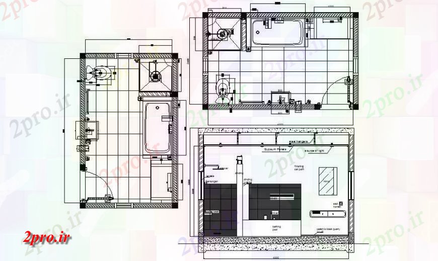 دانلود نقشه حمام مستر طرحی منطقه حمام و طراحی (بخشی) در  اتوکد (کد117489)