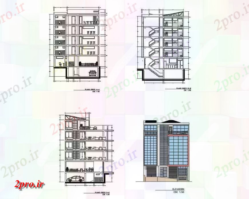 دانلود نقشه مسکونی  ، ویلایی ، آپارتمان  نما اصلی و تمام جزئیات بخش طرفه مسکن آپارتمان   ساخت و ساز (کد117494)