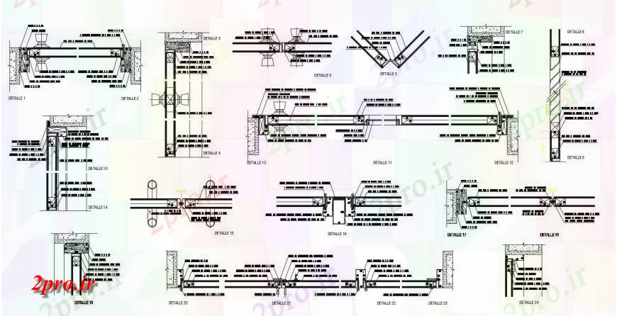 دانلود نقشه جزئیات طراحی در و پنجره  دهانه درب، کوپلینگ و نصب و راه اندازی ساختار (کد117501)