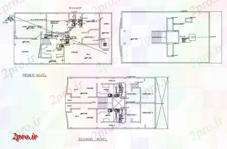 دانلود نقشه مسکونی  ، ویلایی ، آپارتمان  اول، دوم و طبقه تراس جزئیات طراحی از آپارتمان   ساخت و ساز (کد117556)