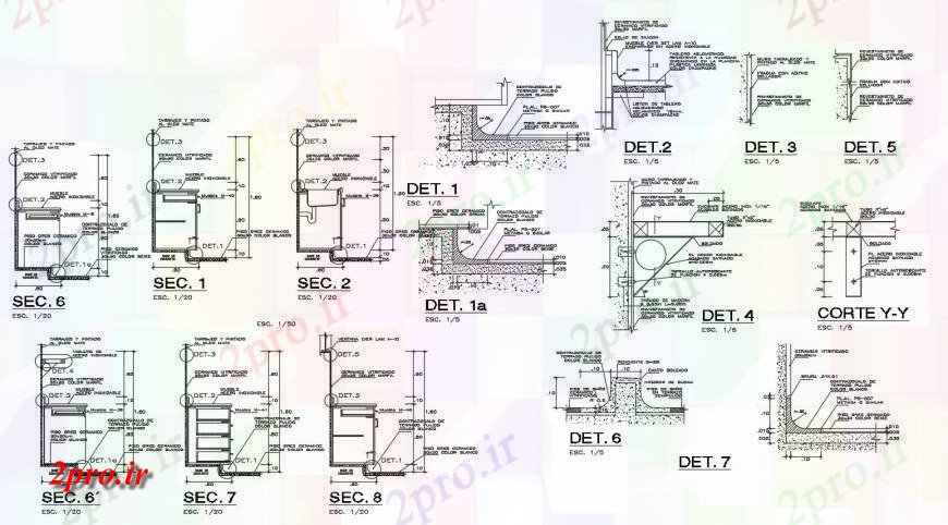دانلود نقشه جزئیات پله و راه پله بتن مسطح و کوره ساختار سازنده طراحی جزئیات 14 در 26 متر (کد117582)