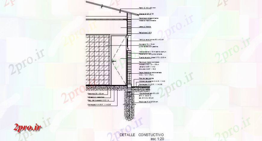 دانلود نقشه مسکونی  ، ویلایی ، آپارتمان  جزئیات سمت ر برش سازنده طراحی مقطعی از خانه (کد117599)