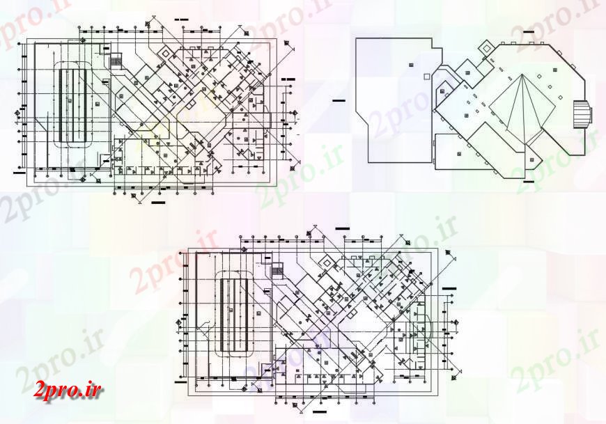 دانلود نقشه ساختمان دولتی ، سازمانی طبقه دفتر شهری و فریم ساختار طرح 60 در 70 متر (کد117606)