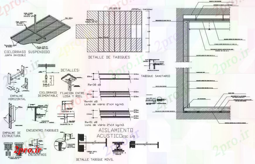 دانلود نقشه طراحی جزئیات ساختار سقف کاذب، برش بخش سازنده و ساختار جزئیات آموزش ساخت (کد117610)