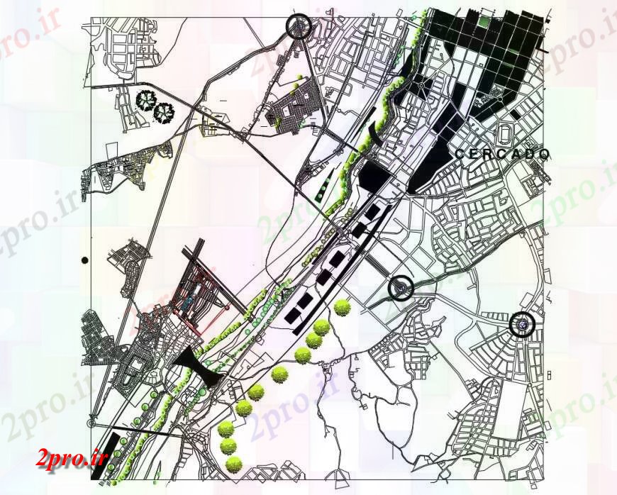 دانلود نقشه برنامه ریزی شهری محل سکونت و برنامه ریزی شهر جزئیات با محوطه سازی از شهرستان های کوچک (کد117614)