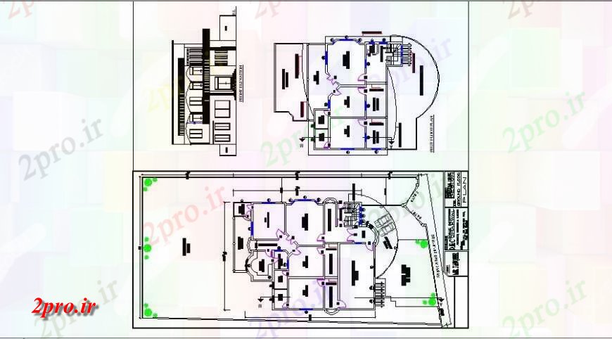 دانلود نقشه مسکونی ، ویلایی ، آپارتمان خانه چند سطح فرونتال نما و طرحی طبقه 13 در 26 متر (کد117658)