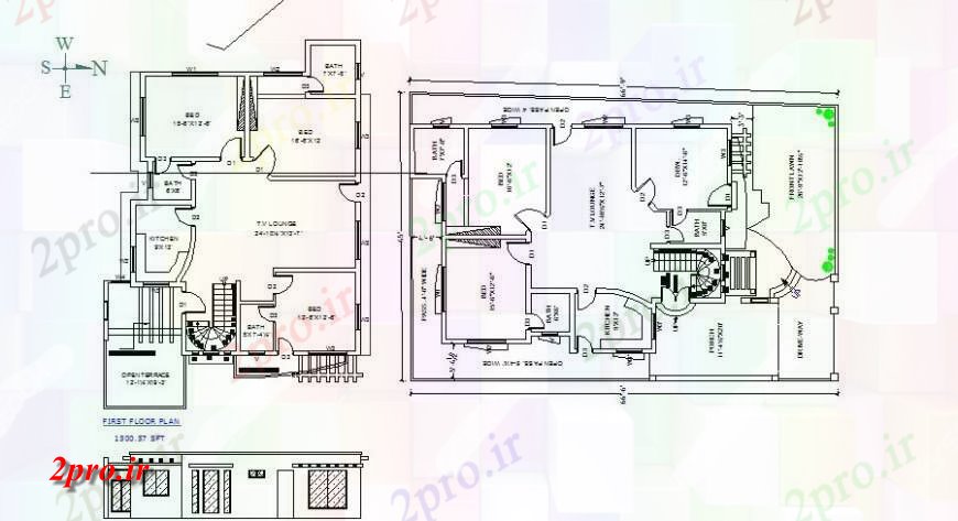 دانلود نقشه مسکونی ، ویلایی ، آپارتمان اصلی نما و طرحی طبقه جزئیات توزیع یک خانواده خانه 13 در 25 متر (کد117670)