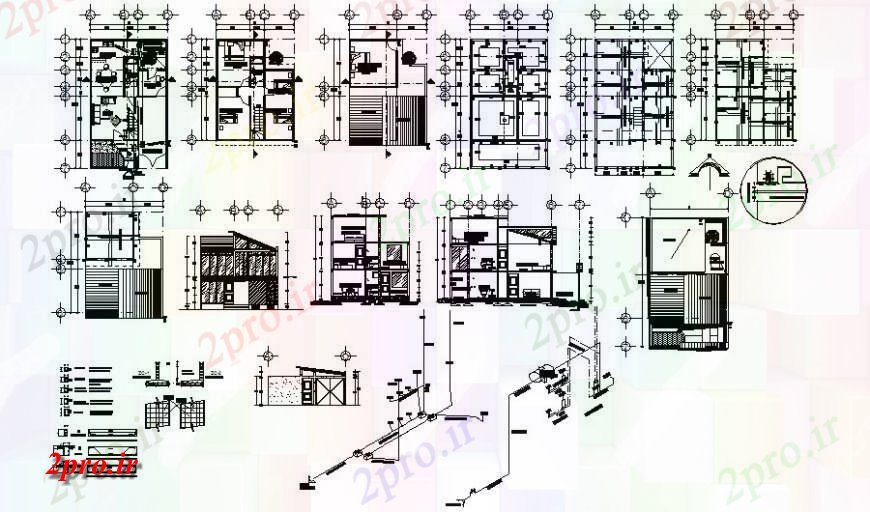 دانلود نقشه مسکونی  ، ویلایی ، آپارتمان  طرحی نمای و یک بخش از آپارتمان    (کد117673)