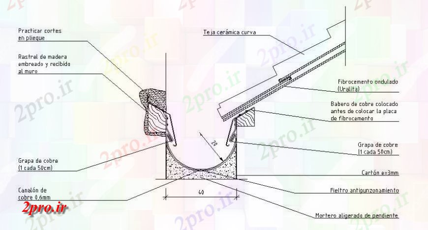 دانلود نقشه طراحی جزئیات ساختار ساختار بام طراحی مقطعی  (کد117677)