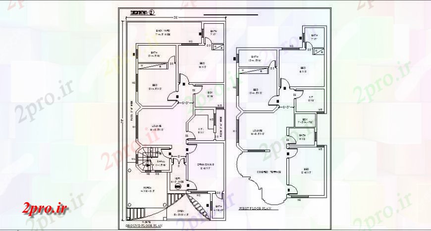 دانلود نقشه مسکونی ، ویلایی ، آپارتمان مسکونی پنج اتاق خواب توزیع طرحی طبقه ویلا جزئیات 13 در 25 متر (کد117696)