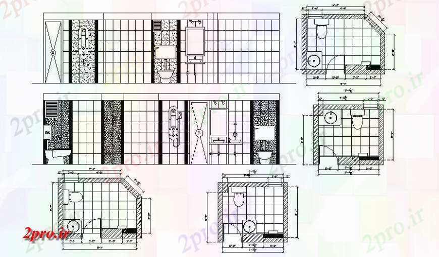 دانلود نقشه حمام مستر طرحی حمام بهداشتی و طراحی (بخشی) 2 در 2 متر (کد117712)