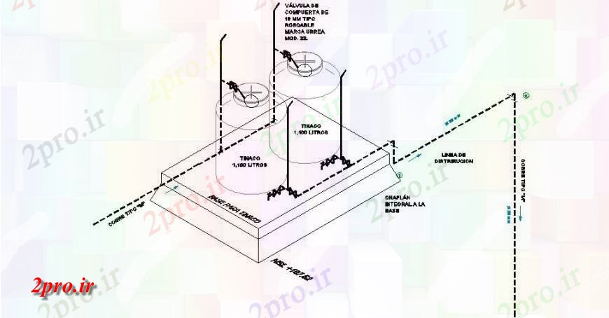 دانلود نقشه طراحی جزئیات ساختار مخزن آب نما ایزومتریک و ساختار لوله کشی جزئیات (کد117723)