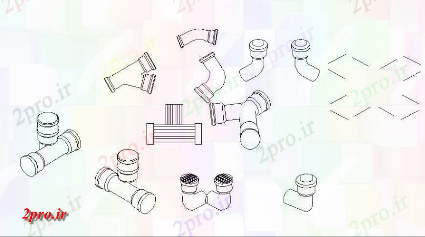 دانلود نقشه جزئیات لوله کشی لوله پی وی سی بلوک نما چند  (کد117724)