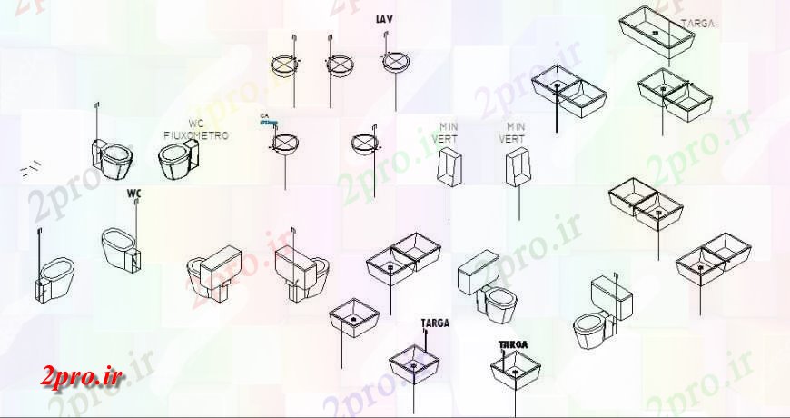 دانلود نقشه بلوک های بهداشتی خلاق بهداشتی بلوک نما ایزومتریک  (کد117725)