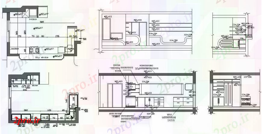 دانلود نقشه آشپزخانه آشپزخانه از خانه همه بخش ها و طرحی طرفه 8 در 19 متر (کد117738)