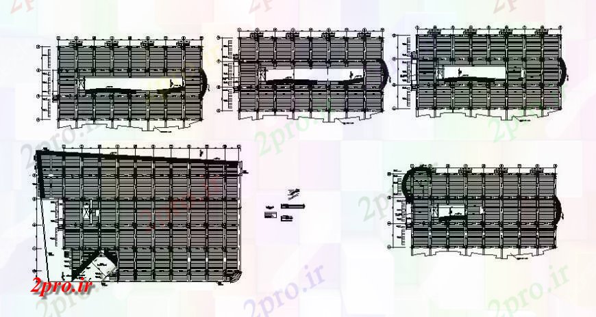 دانلود نقشه جزئیات ساخت و ساز جزئیات سازه از بلوک های سقف به 7 در 15 متر (کد117752)
