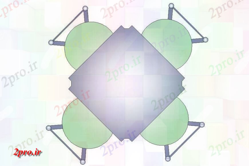 دانلود نقشه بلوک مبلمان طراحی از جدول با 4 صندلی  (کد117819)