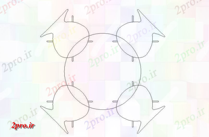 دانلود نقشه بلوک ، آرام ، نماد  از 4 نفره میز گرد (کد117821)