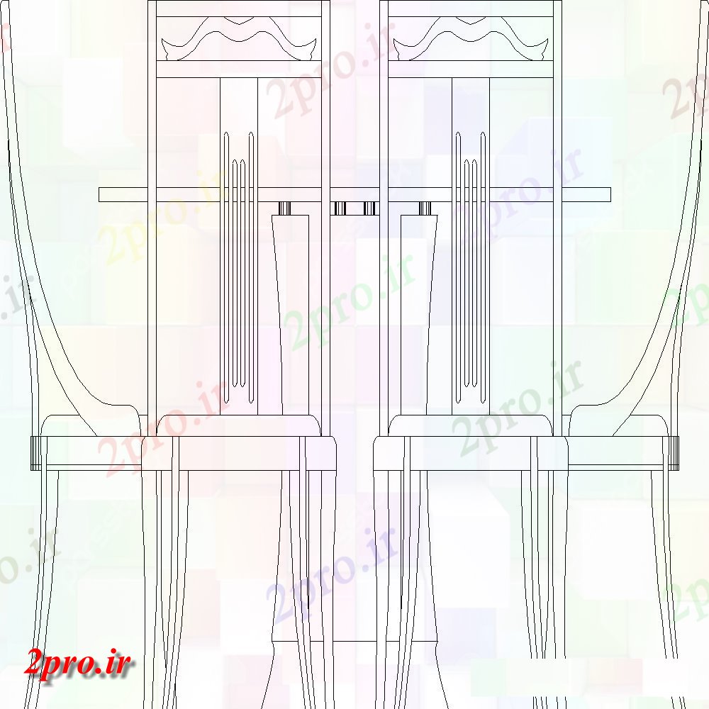 دانلود نقشه میز و صندلی نما میز ناهار خوری با 4 صندلی (کد117830)