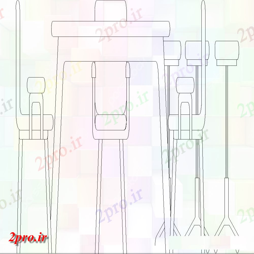 دانلود نقشه بلوک ، آرام ، نماد نما از میز ناهار خوری مستطیل شکل با 3 صندلی (کد117831)