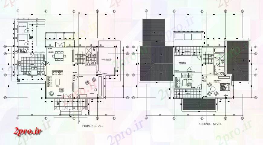 دانلود نقشه مسکونی ، ویلایی ، آپارتمان اول و دوم جزئیات طرحی طبقه از کلبه یک خانواده خانه 14 در 19 متر (کد117841)