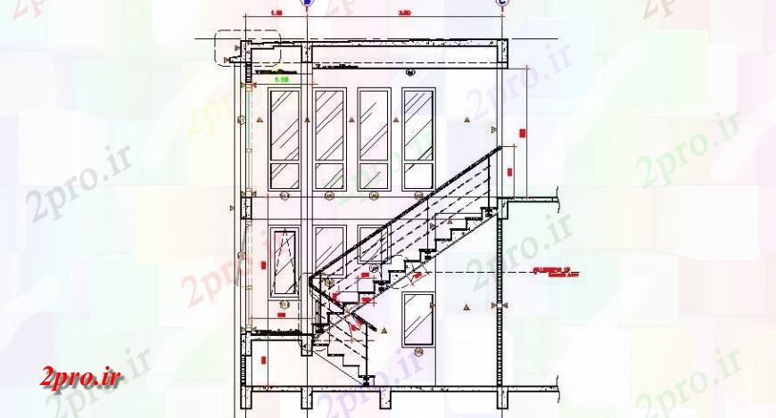 دانلود نقشه مسکونی ، ویلایی ، آپارتمان نمای سازنده جزئیات طراحی مقطعی از خانه 9 در 40 متر (کد117845)