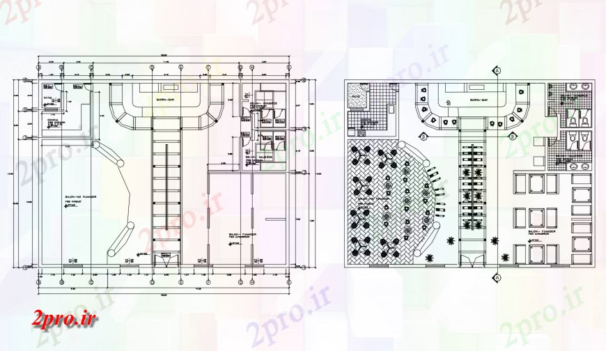 دانلود نقشه نمایشگاه ; فروشگاه - مرکز خرید مدرن سالن طبقه طرحی توزیع طراحی جزئیات 15 در 20 متر (کد117861)
