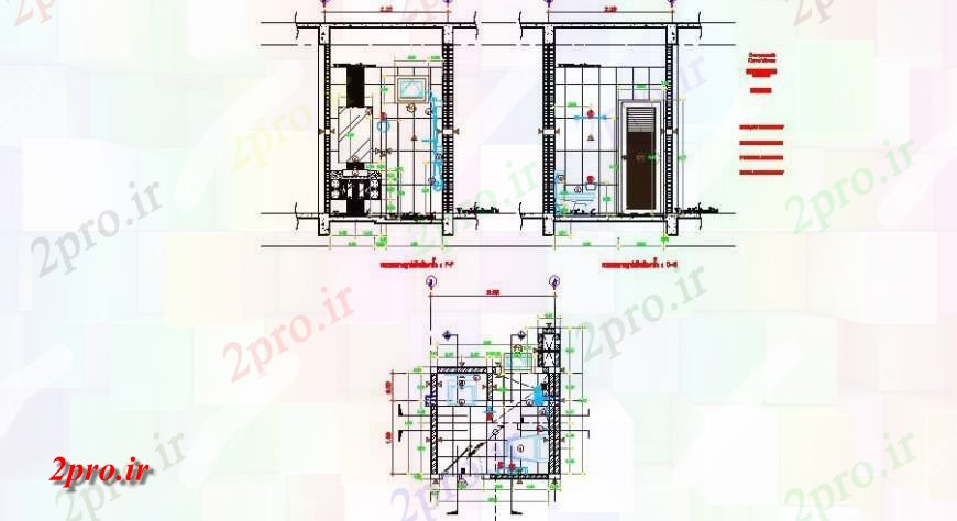 دانلود نقشه حمام مستر توالت از بخش اصلی خانه، برنامه ریزی و نصب و راه اندازی لوله کشی طراحی جزئیات  (کد117869)