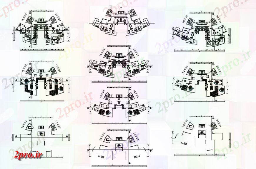 دانلود نقشه مسکونی  ، ویلایی ، آپارتمان  هشت طبقه طرحی توزیع جزئیات طرحی از آپارتمان   چند طبقه ساخت (کد117896)