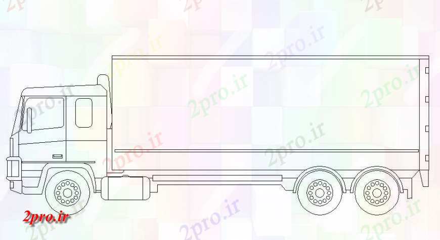 دانلود نقشه بلوک وسایل نقلیه  بلوک جعبه کامیون اتوکد (کد117916)