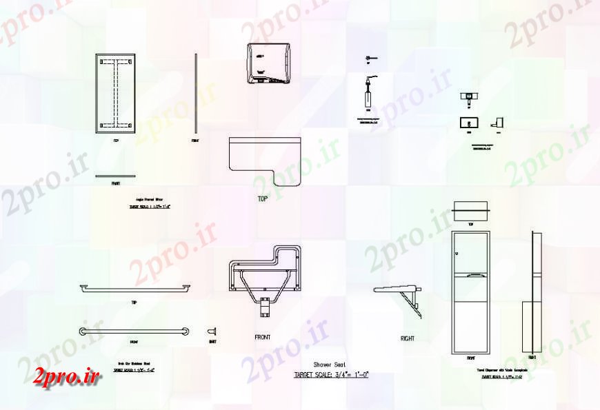 دانلود نقشه بلوک وسایل نقلیه  از لوازم جانبی توالت (کد117920)