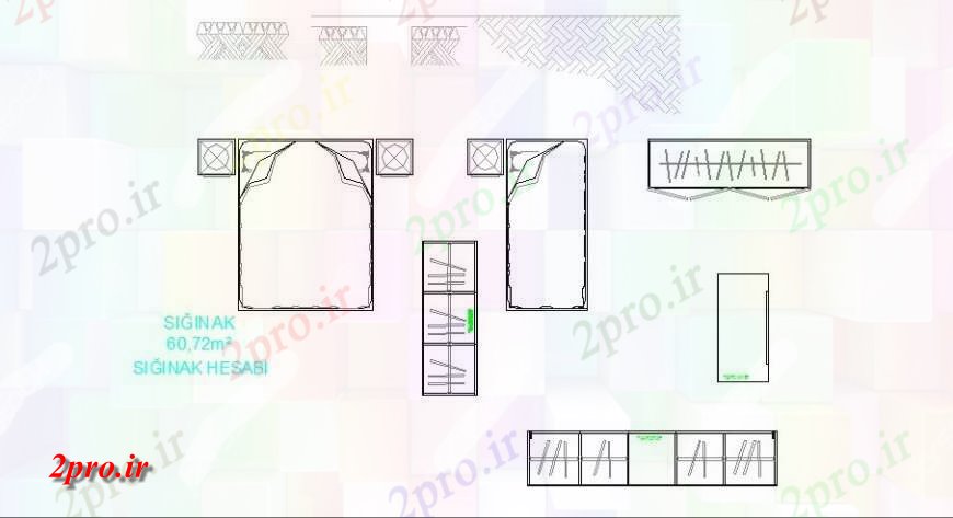 دانلود نقشه دو تخته نماات تخت چند دو بعدی بلوک طراحی جزئیات 76 در 199 متر (کد117975)