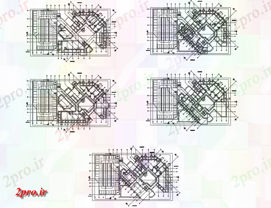 دانلود نقشه مسکونی ، ویلایی ، آپارتمان طرحی طبقه و فریم ساختار طرحی جزئیات آپارتمان ساخت و ساز 58 در 66 متر (کد117989)