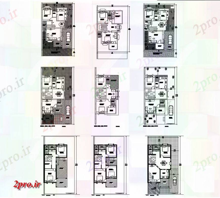 دانلود نقشه مسکونی  ، ویلایی ، آپارتمان  مسکونی آپارتمان   توزیع طبقه ساختمان طرحی های  (کد118033)