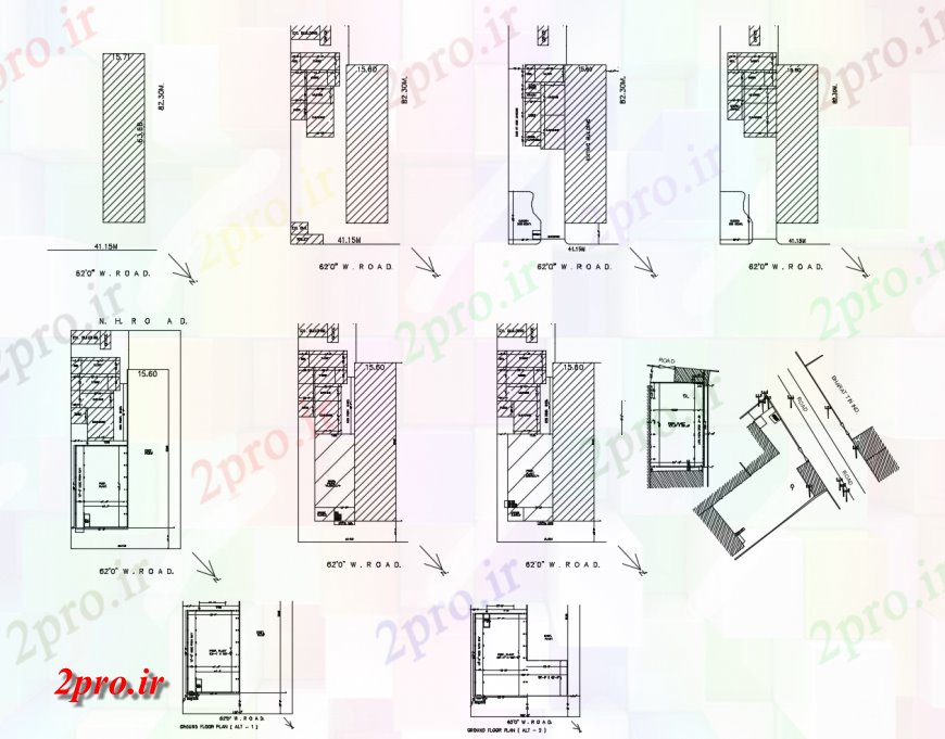 دانلود نقشه مسکونی ، ویلایی ، آپارتمان سابق خانه های مسکونی توزیع کف طرحی های 14 در 25 متر (کد118067)