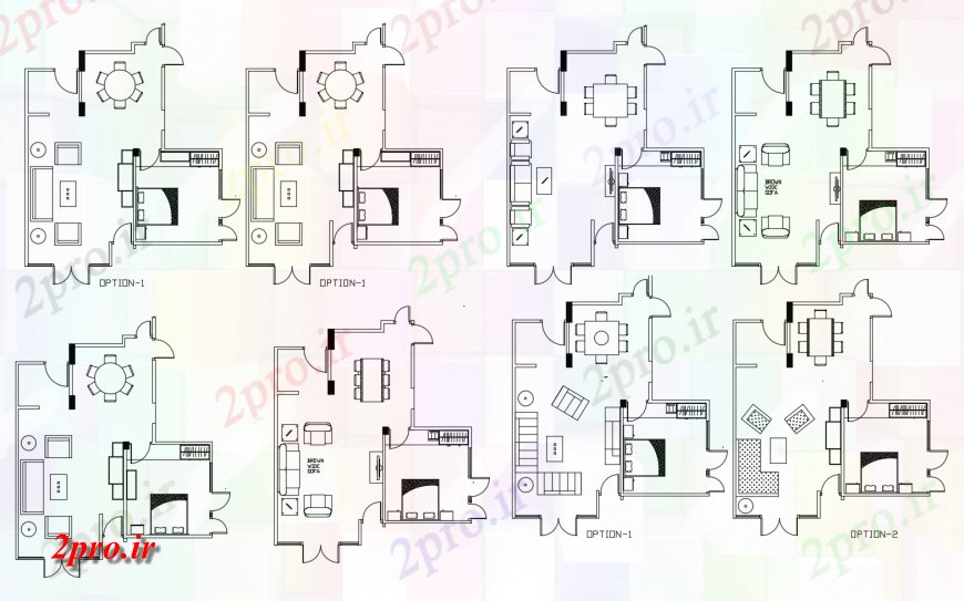 دانلود نقشه مسکونی ، ویلایی ، آپارتمان مضرب مشترک خانه های مسکونی طرحی 8 در 9 متر (کد118078)