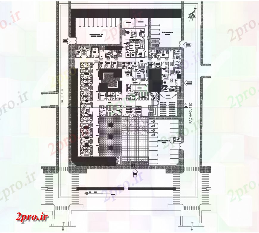 دانلود نقشه بیمارستان - درمانگاه - کلینیک چند متخصص توزیع بیمارستان جزئیات طراحی طرحی 59 در 76 متر (کد118084)