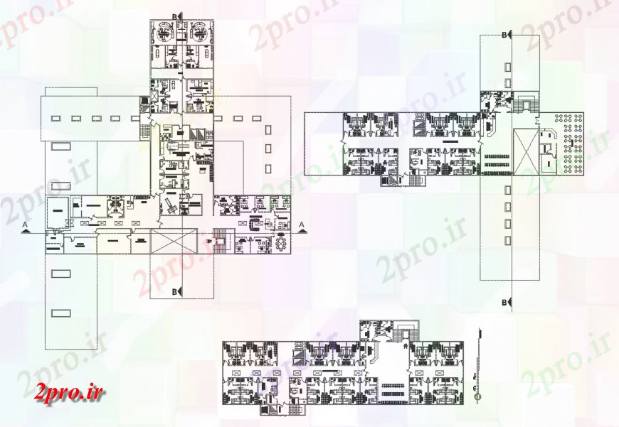 دانلود نقشه بیمارستان - درمانگاه - کلینیک چند متخصص بیمارستان طرحی طبقه توزیع طراحی جزئیات 7 در 20 متر (کد118085)