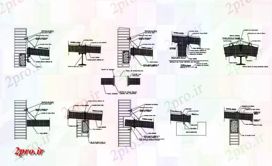 دانلود نقشه جزئیات ساخت و ساز پنل سقفی بخش ها و  ساخت و ساز طراحی جزئیات  (کد118132)