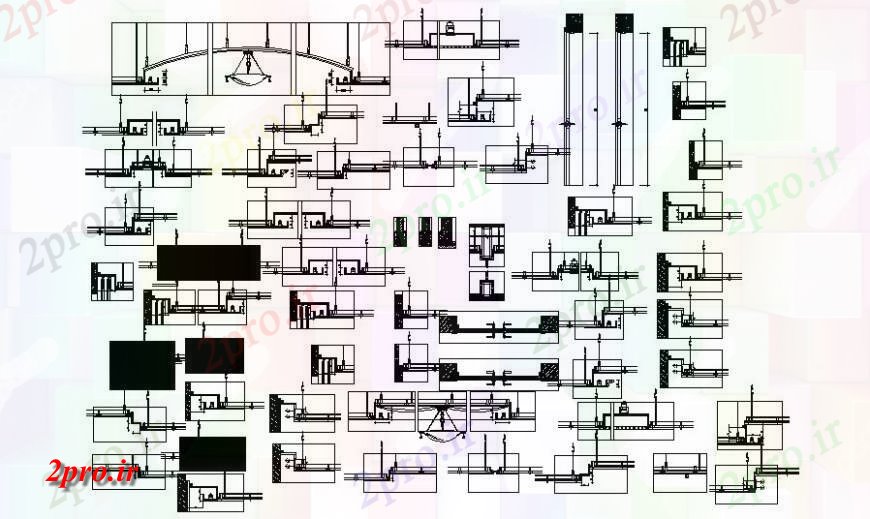 دانلود نقشه جزئیات ساخت و ساز جزئیات سقف های کاذب طراحی در  اتوکد (کد118150)