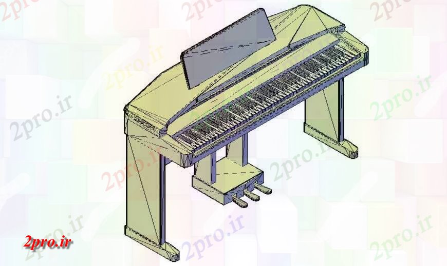 دانلود نقشه میز و صندلی جزئیات جدول پیانو تریدی مدل  (کد118185)