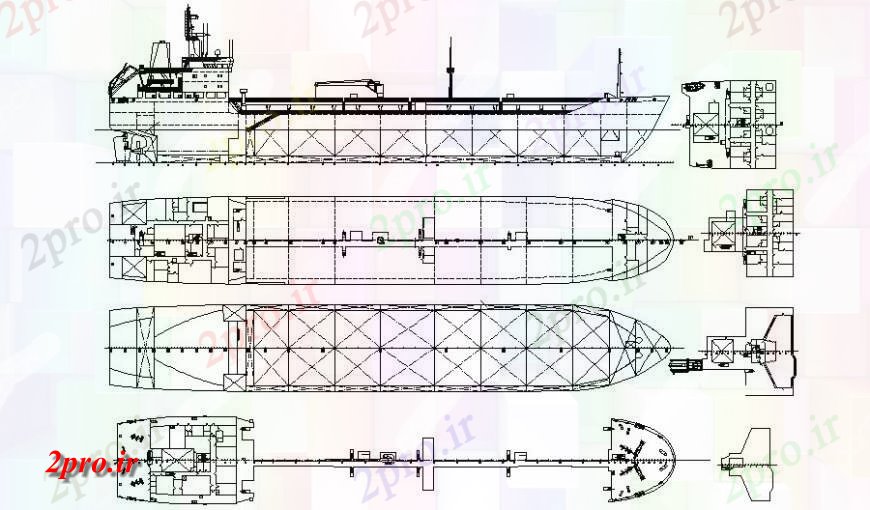 دانلود نقشه بلوک های حمل و نقل جزئیات قایق بادبانی کشتی طراحی نما  دو بعدی   (کد118187)