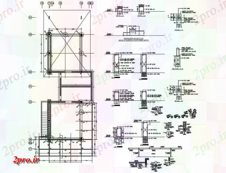 دانلود نقشه طراحی جزئیات ساختار زمین سنگ سردر طبقه و فریم ساختار طرح (کد118213)