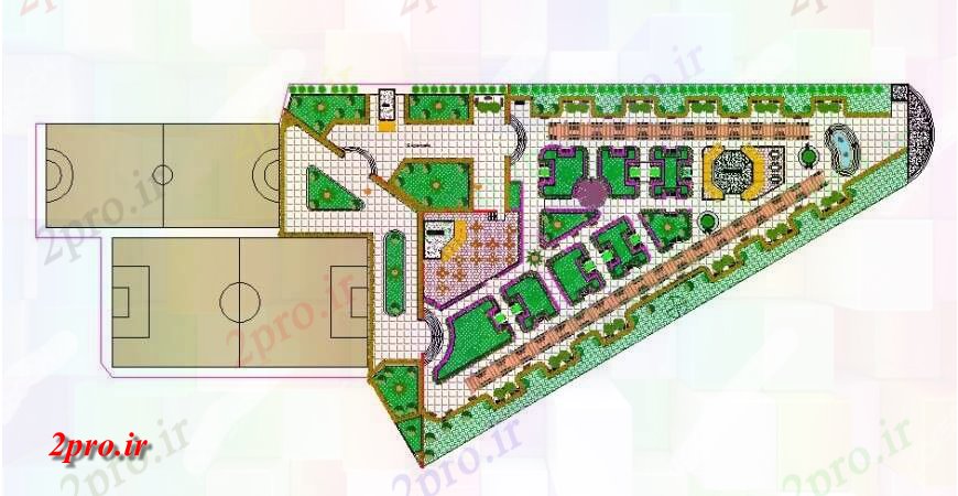 دانلود نقشه باغ پارک ها و ورزشی ثبت معماری ساختار محوطه سازی  (کد118214)